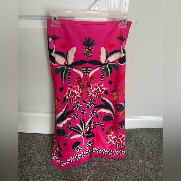 Tropical Print A-Line Midi Skirt - Picture 3 of 3